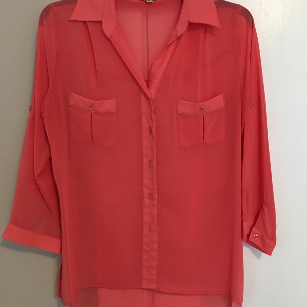 Sheer Pink Button Down Shirt